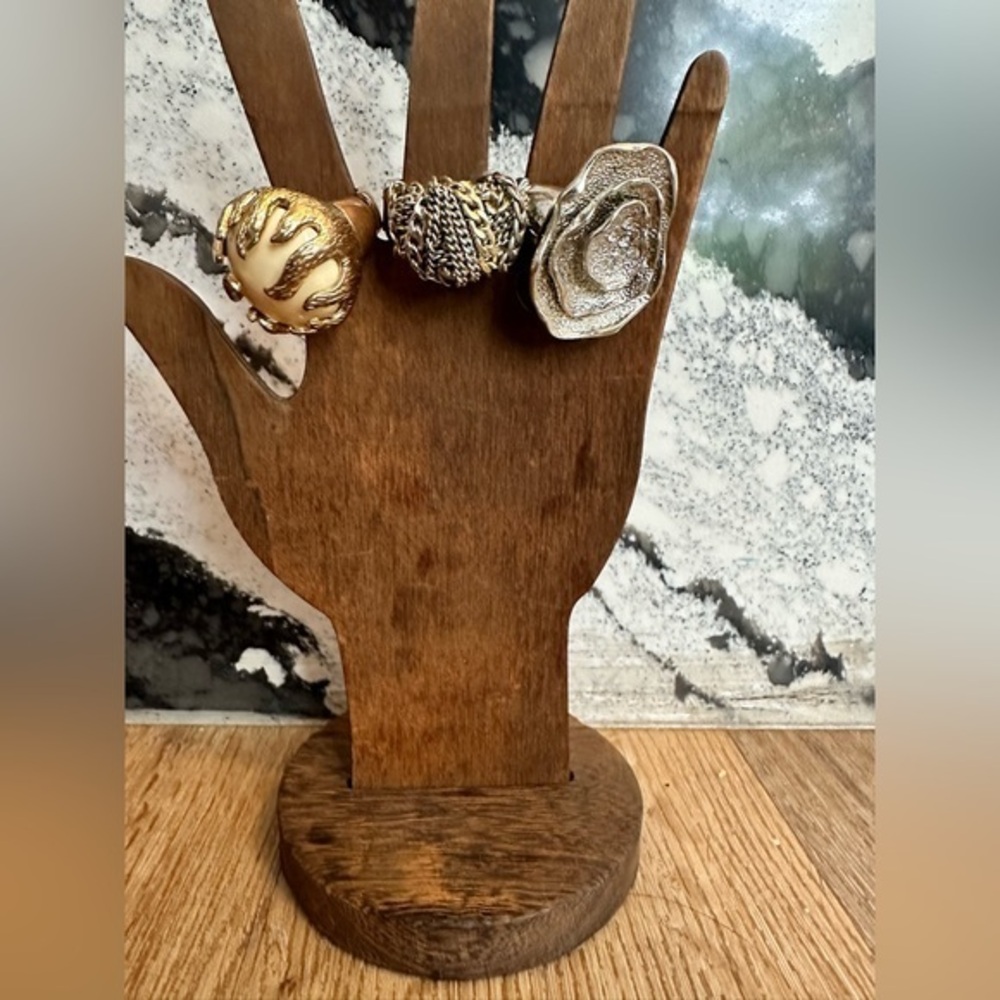 3 Ring Bundle-Stretch Rings-Mixed Metals-Statement Rings